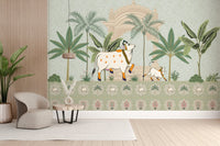 tranquil Pichwai background with lotuses