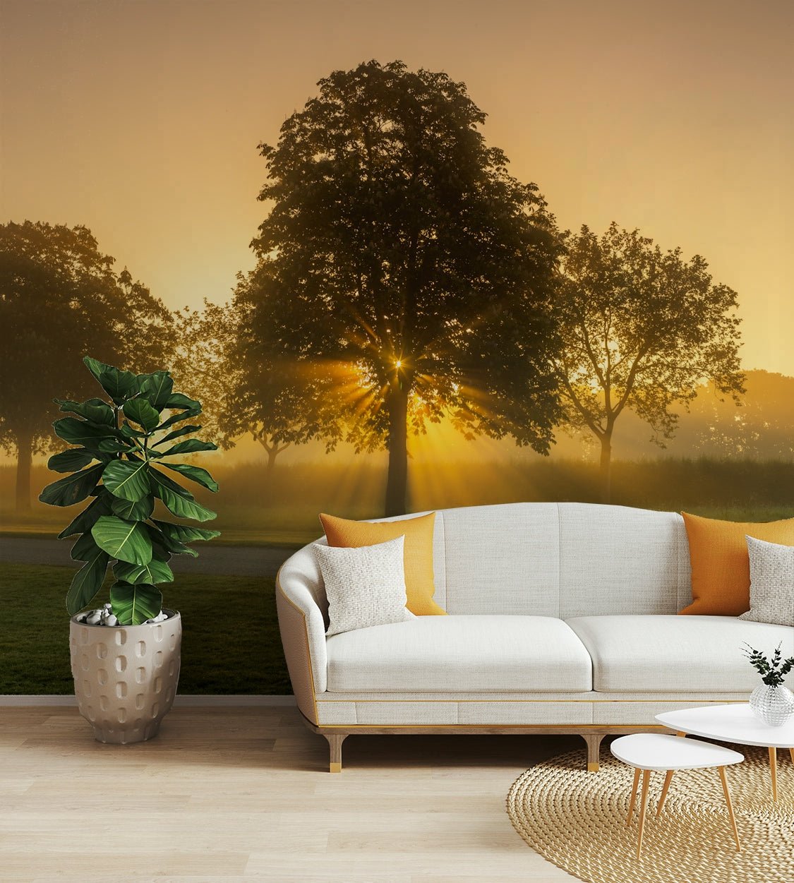 Calm tone mural for serene spaces
