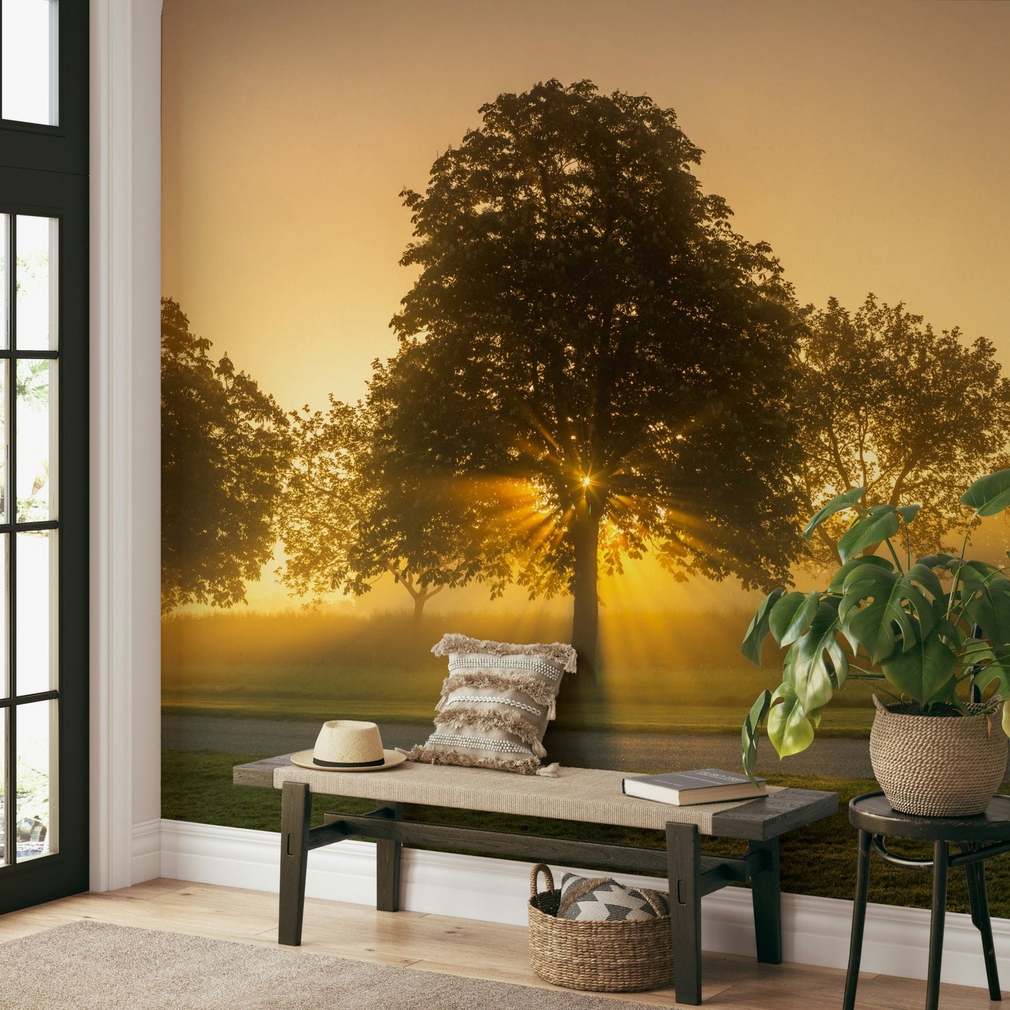 Warm light-inspired wall mural
