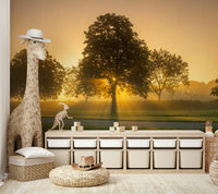 Minimal sunrise-inspired wall mural
