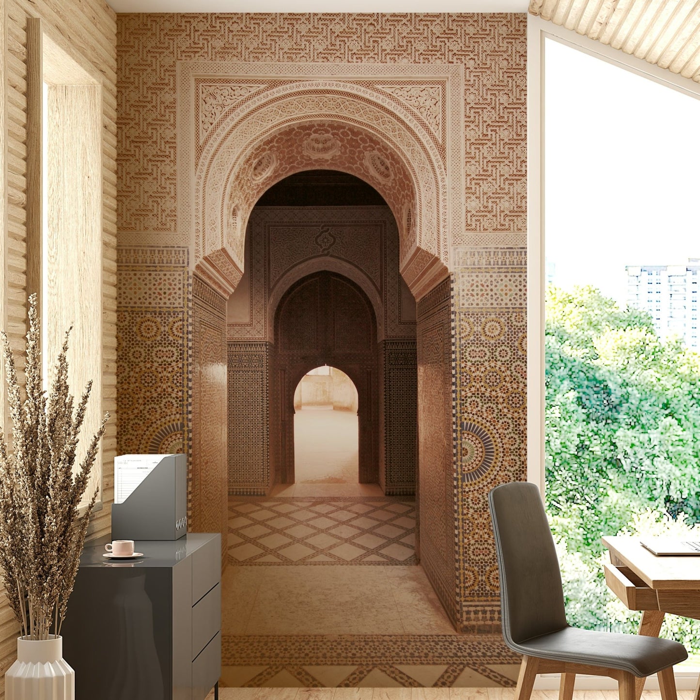 Artistic wallpaper for living room walls

