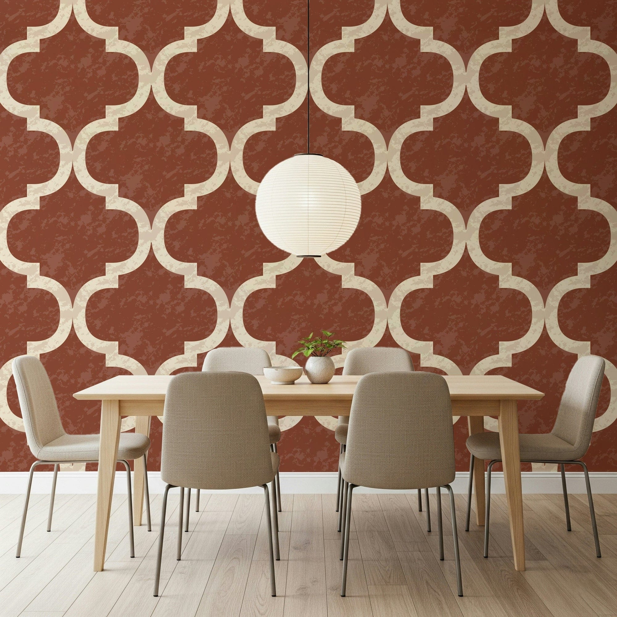 Amber geometric wallpaper with Moroccan trellis motif, GD7470