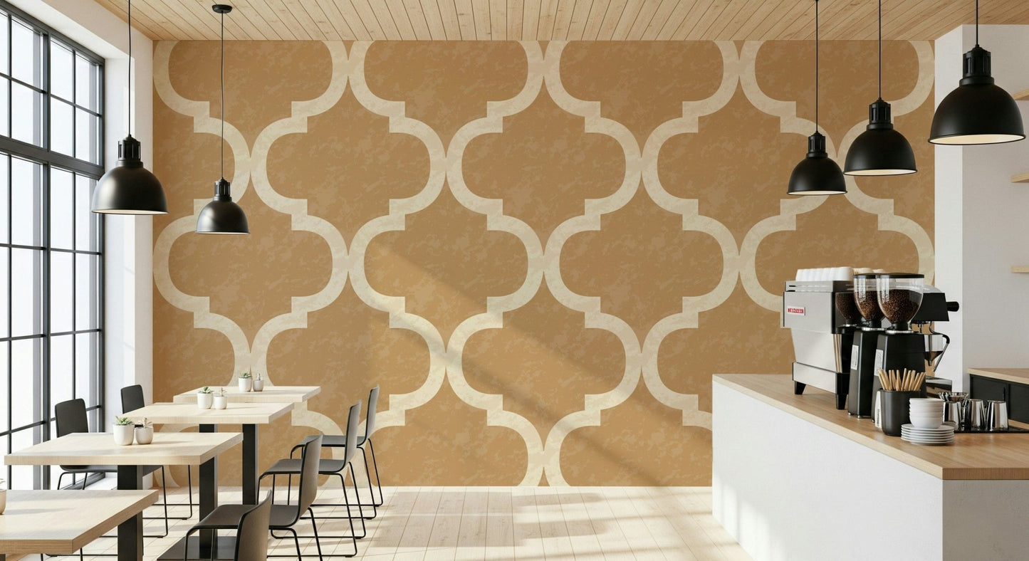 Traditional Moroccan pattern wallpaper in golden tan, GD7472