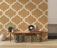 Moroccan ogee golden tan wallpaper pattern, GD7472