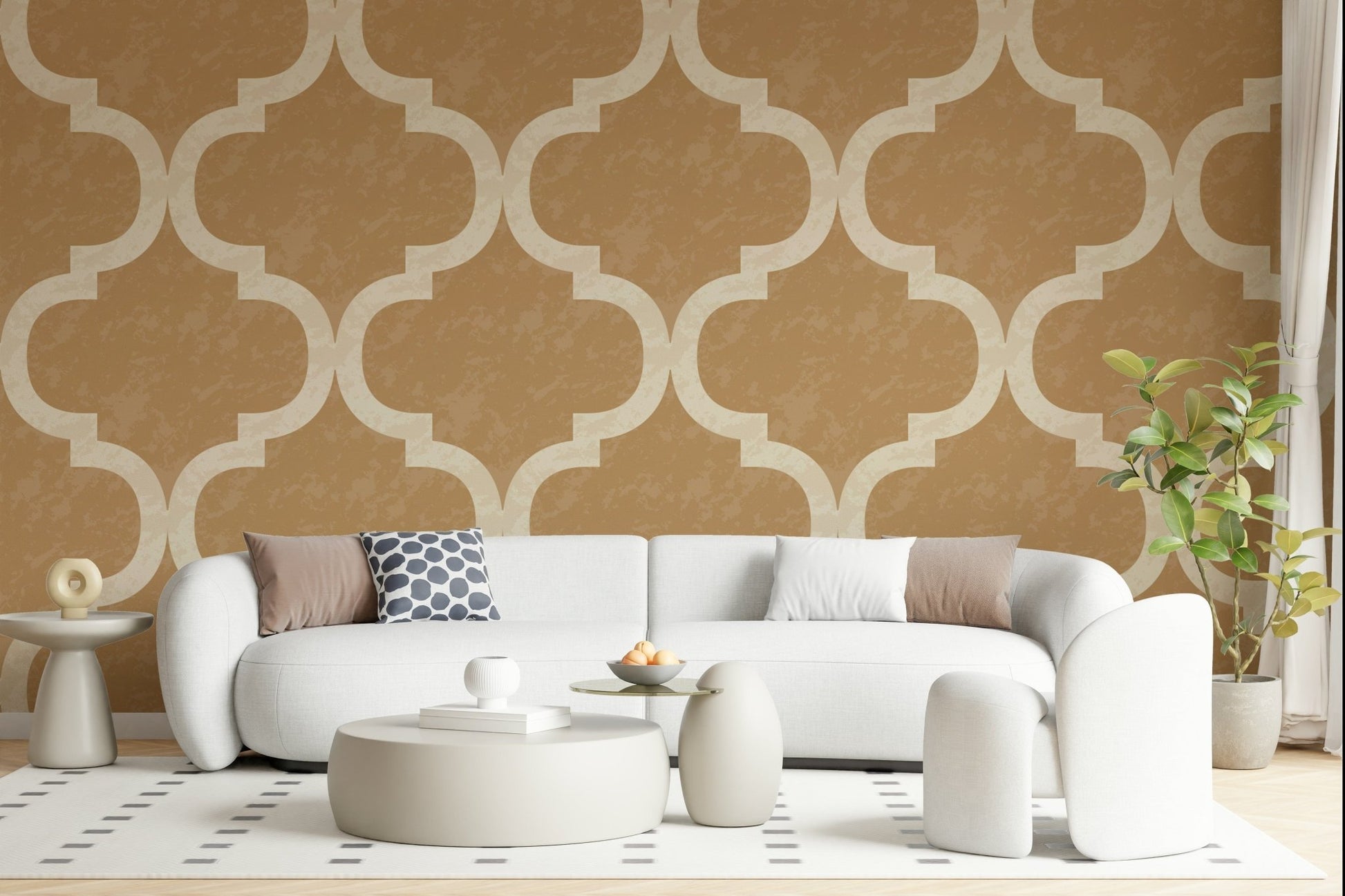 Timeless geometric wallpaper in tan color palette, GD7472