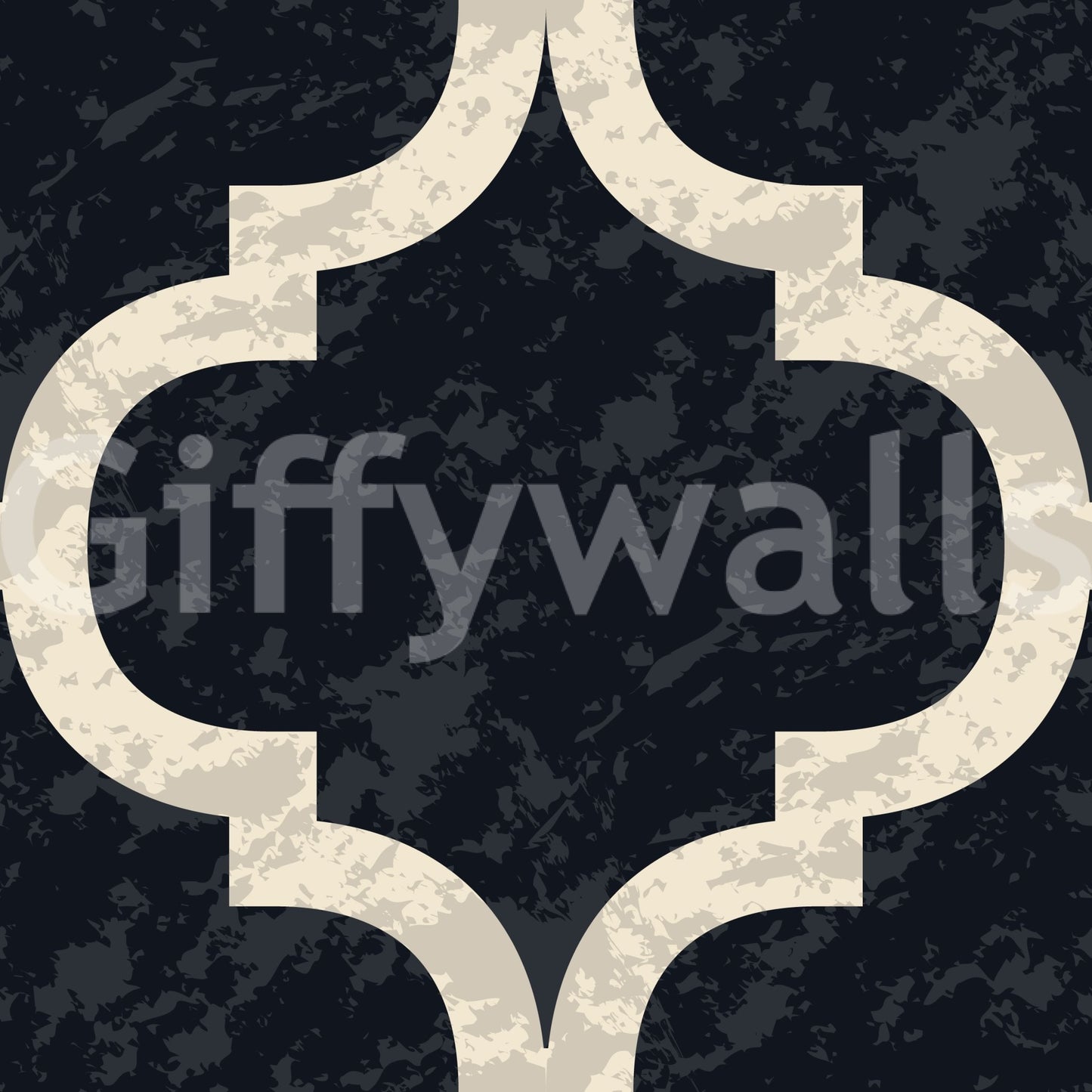 Moroccan ogee wallpaper in ink black with a subtle, understated geometric trellis design.