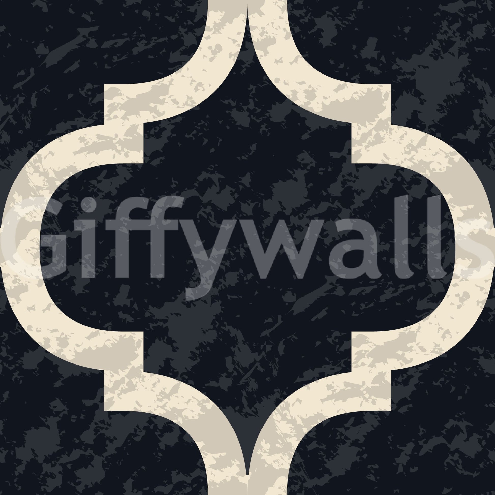 Moroccan ogee wallpaper in ink black with a subtle, understated geometric trellis design.