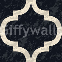 Moroccan ogee wallpaper in ink black with a subtle, understated geometric trellis design.