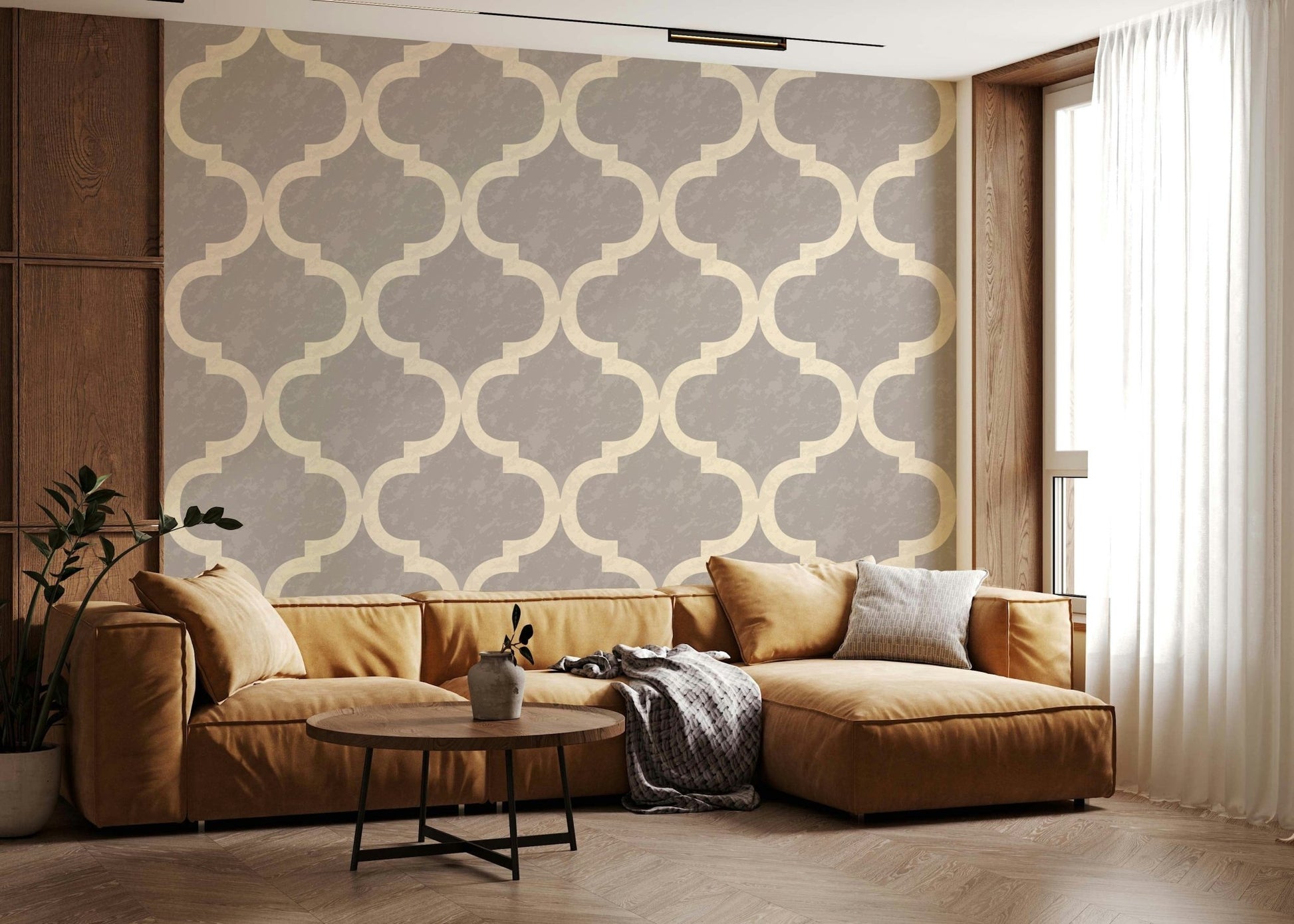 Moroccan-inspired grey wallpaper for timeless feature walls