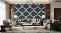 Moroccan Ogee Twilight Blue wallpaper for walls elegant trellis