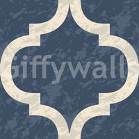 Bold Moroccan Ogee Twilight Blue wallpaper mural interior design.
