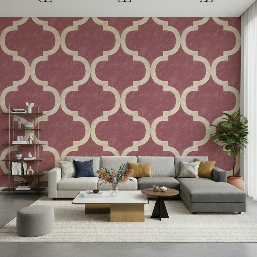 Moroccan Ogee Vintage Rose wallpaper for walls dusty pink