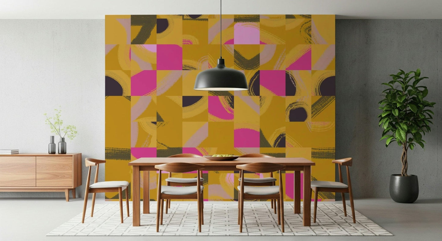 Mosaic Brushstrokes Abstract wallpaper geometric modern pattern art.