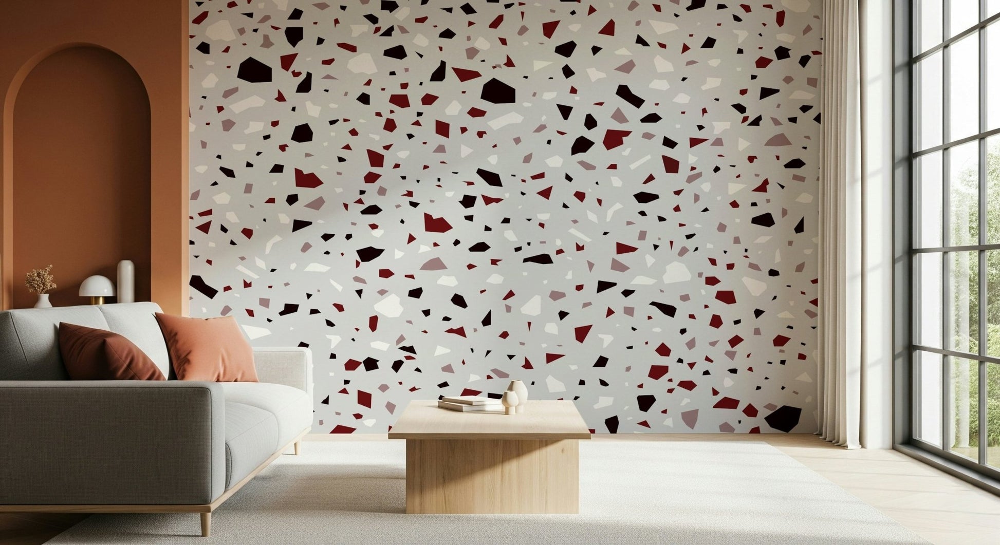 A calming abstract design wallpaper mural that defines a space., GD5520