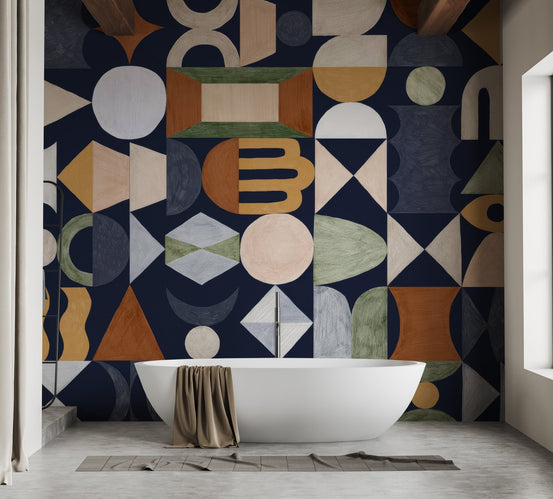 Luxurious mosaic-inspired bathroom wall mural C397