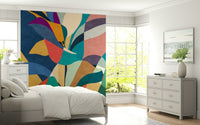 Mosaic Flora Wall Mural wallpaper mural on a dining room accent wall., GD7871