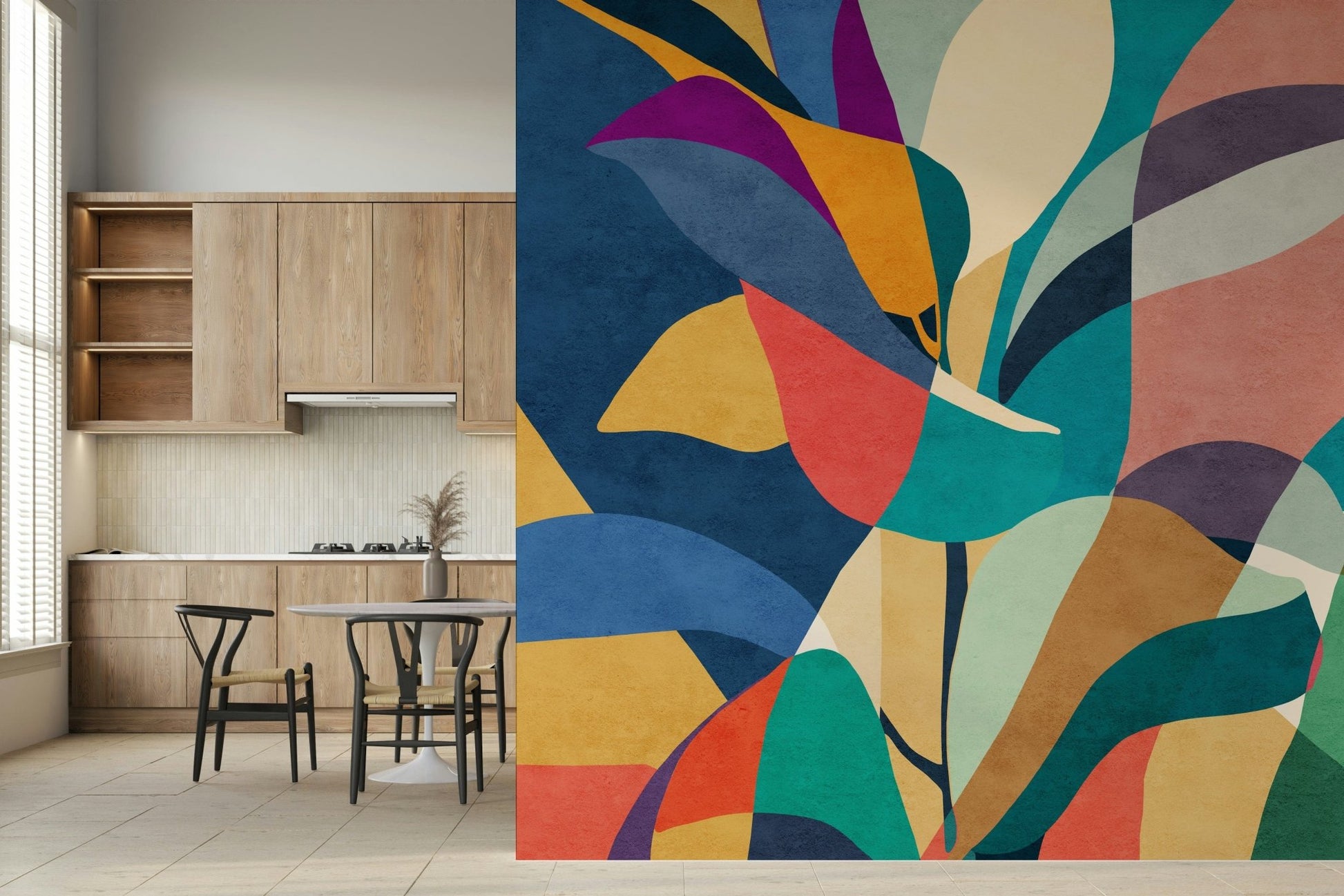 Elegant floral art wallpaper mural for a lounge room wall décor., GD7871