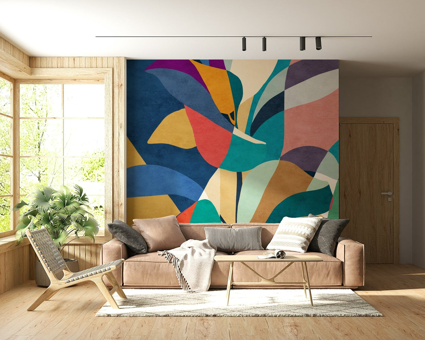 Contemporary petal design wallpaper mural for a guest room wall., GD7871