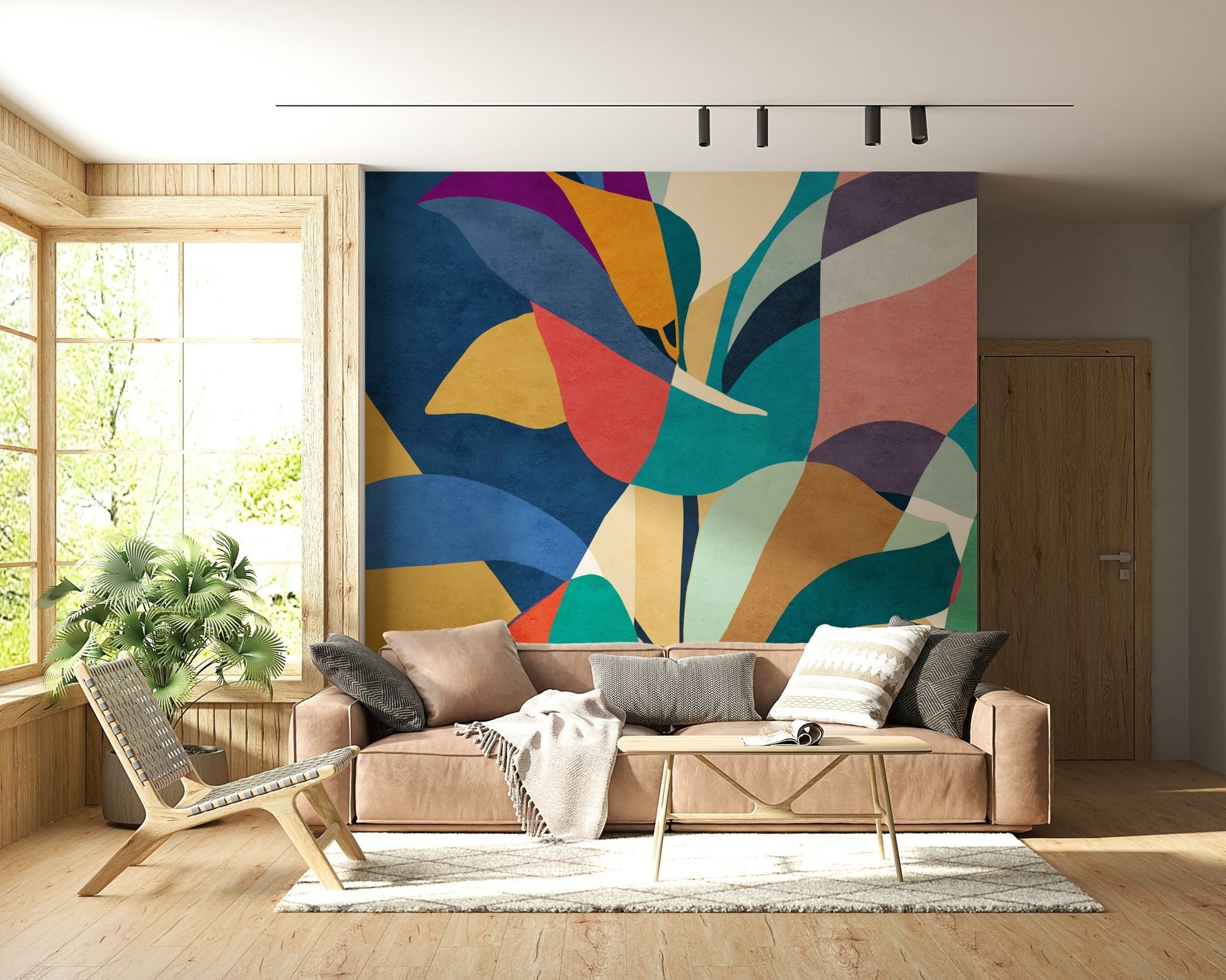Contemporary petal design wallpaper mural for a guest room wall., GD7871