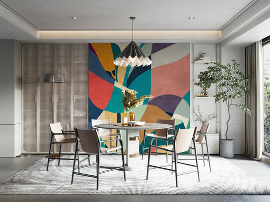 Mosaic Flora Wall Mural wallpaper mural in a classic living room.