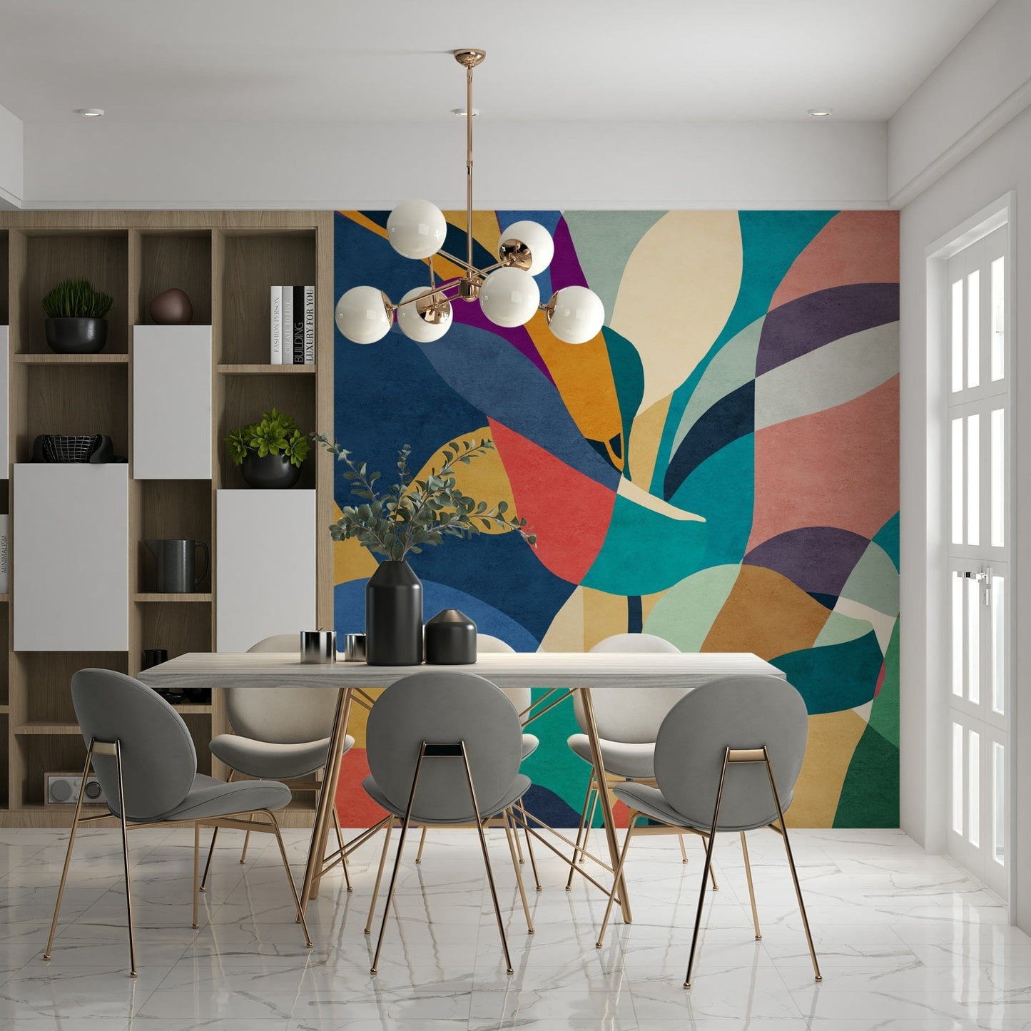 Floral pattern wallpaper mural with pastel colour for a bedroom., GD7871