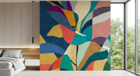 Mosaic Flora Wall Mural wallpaper mural in a bright apartment setting., GD7871