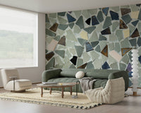 Raw texture Natural Tile Look wallpaper light grout detail