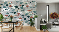 A graceful subtle pattern wall mural in cool, natural tones., GD5518