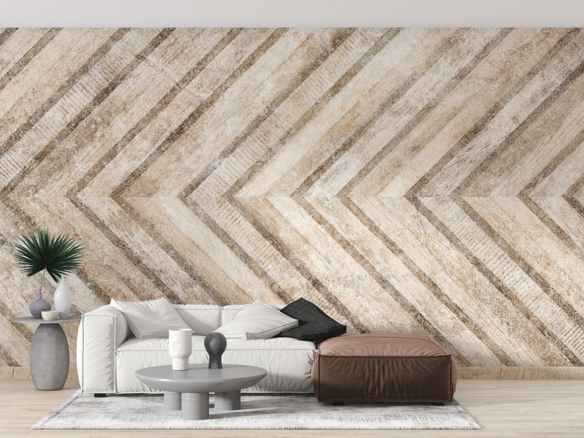 Rustic geometric wallpaper design mural, B380