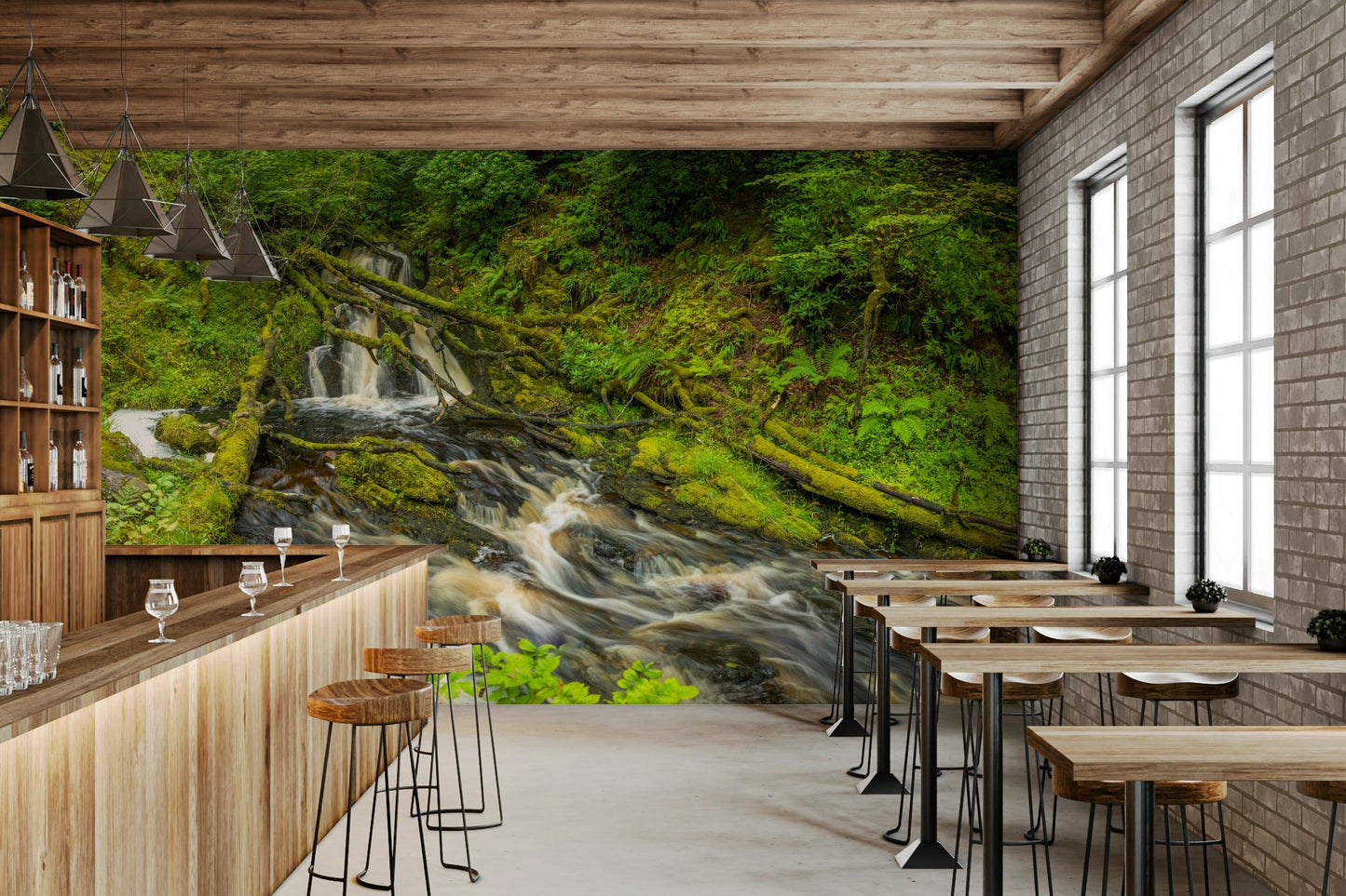 An angled shot of the mural's gentle color palette.

