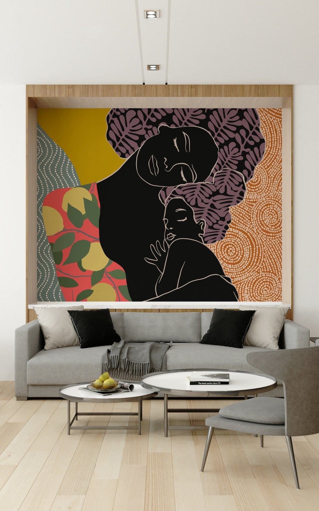 Abstract motherhood art wallpaper mural for home décor in a flat., GD7872