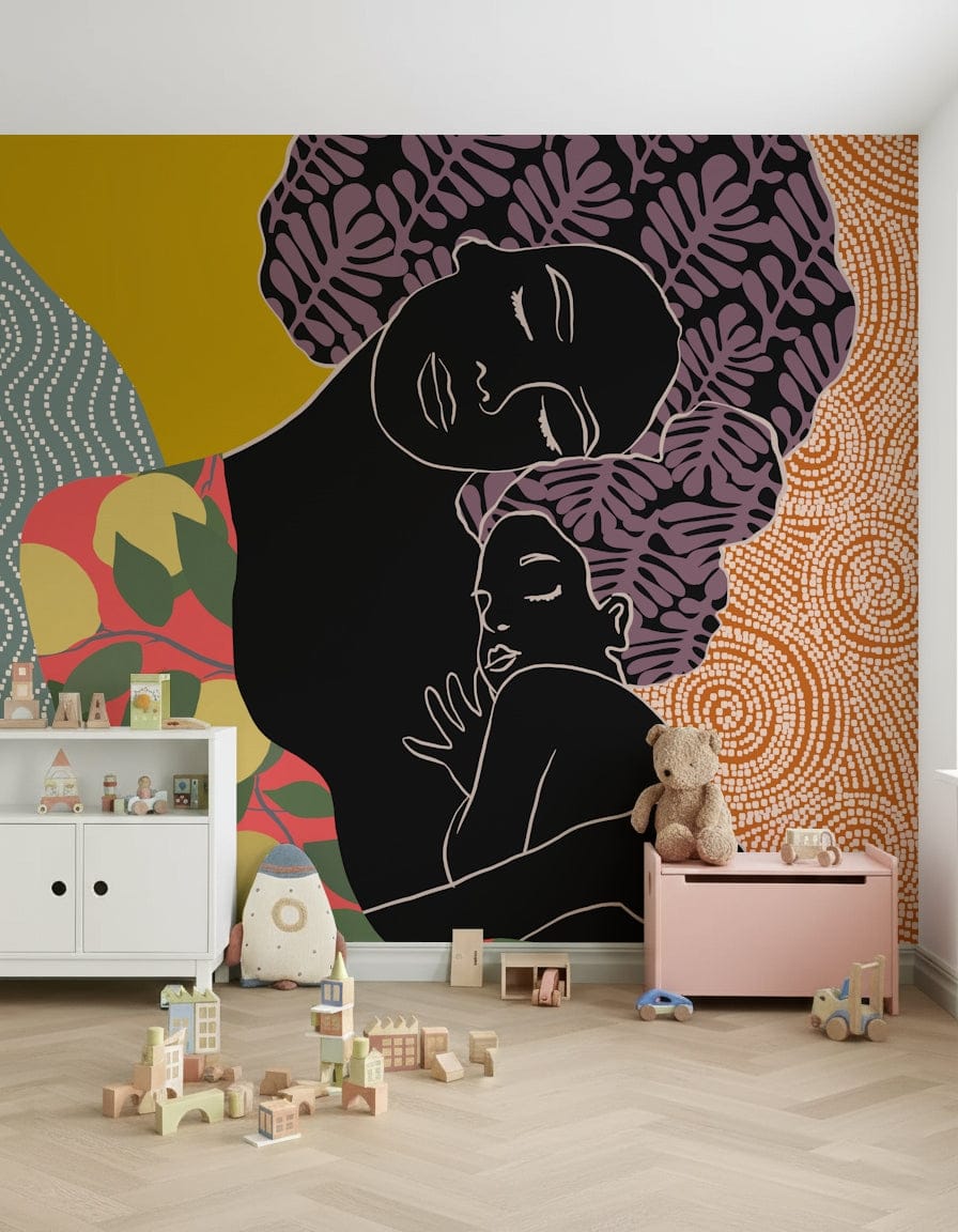 Nurturing maternal bond wallpaper mural for a quiet bedroom wall., GD7872