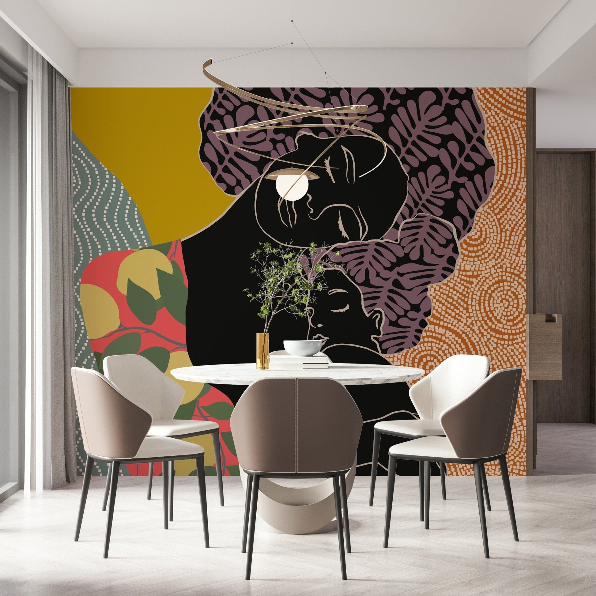 Mother's Embrace Wall Mural wallpaper mural in a minimalist lounge., GD7872