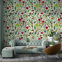 Moths and wildflowers wallpaper featuring delicate patterns.

