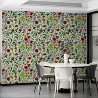 Soft moths and wildflowers wallpaper for a peaceful ambiance.

