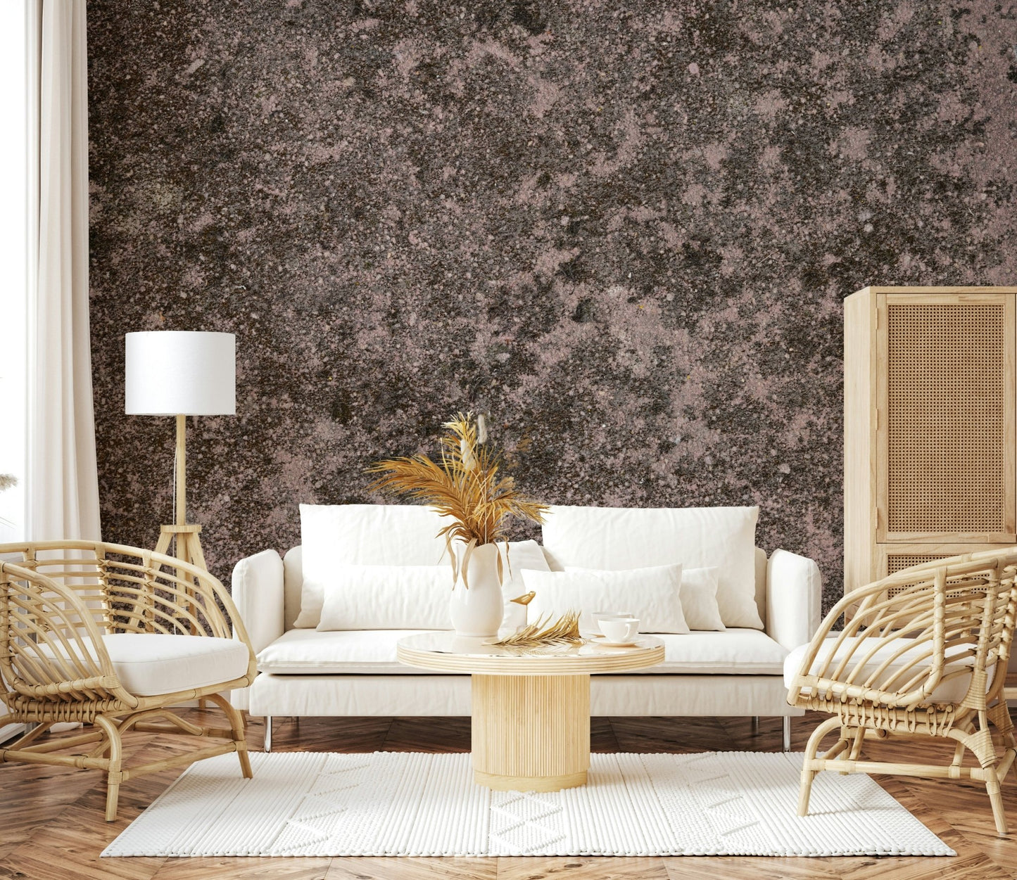 Warm brown and gray mottled pattern on the Mottled Earth wallpaper for walls.