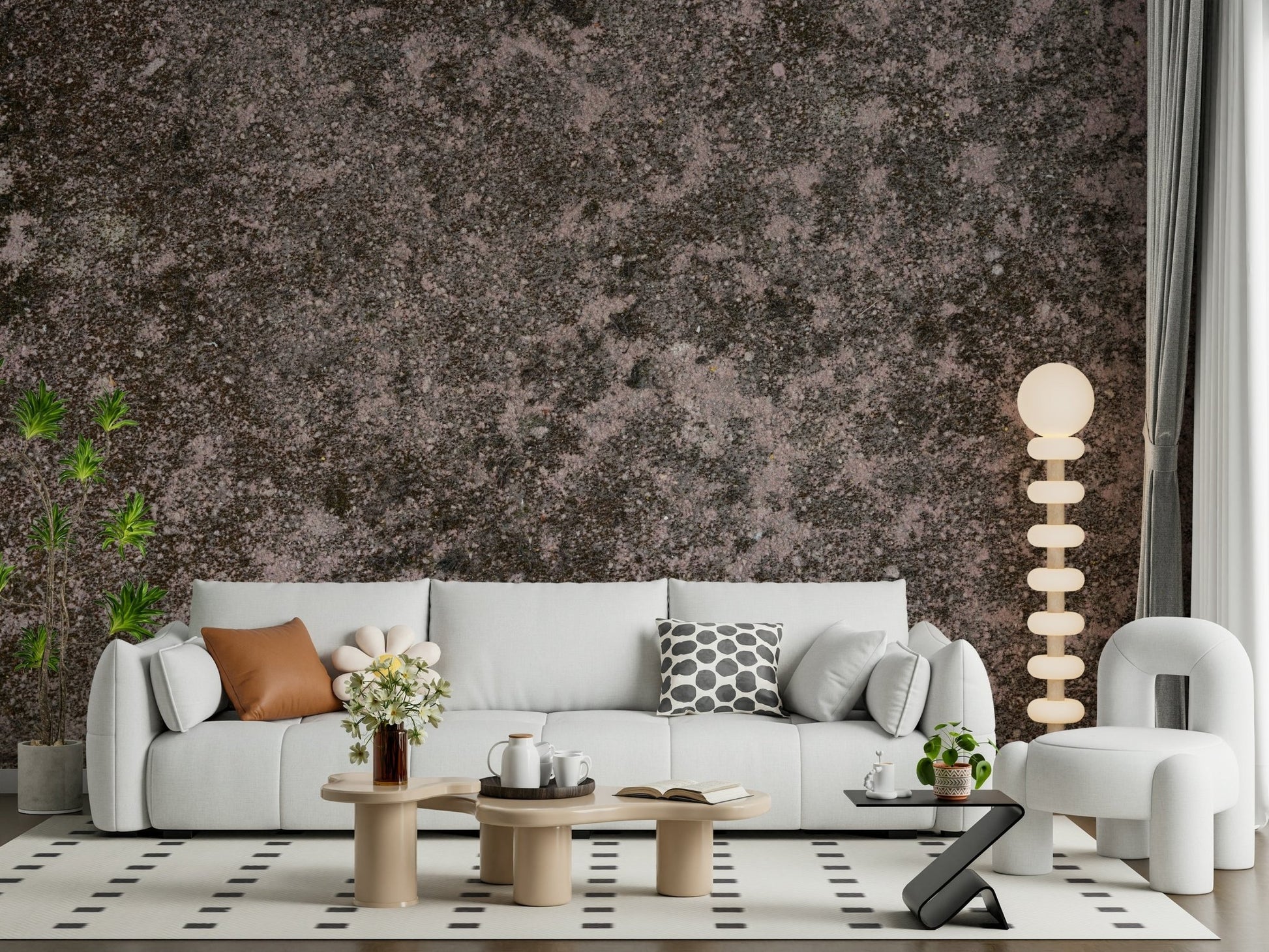 Mottled Earth Wall Mural close-up, rustic texture and natural tones detail.