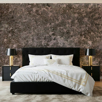 Bedroom accent wall with the soothing Mottled Earth peel and stick mural.