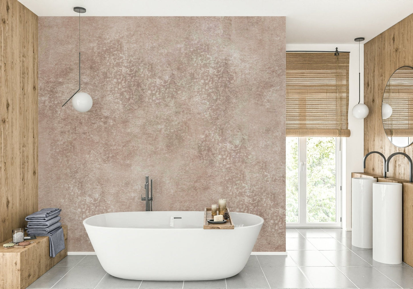 Blush tone watercolor wall mural
