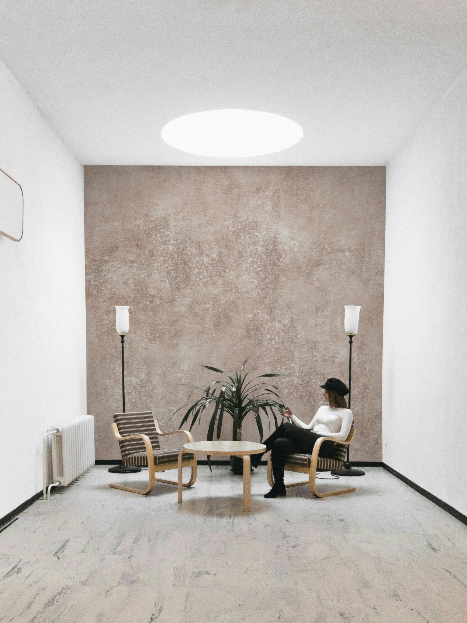 Blush wall mural with modern vibe
