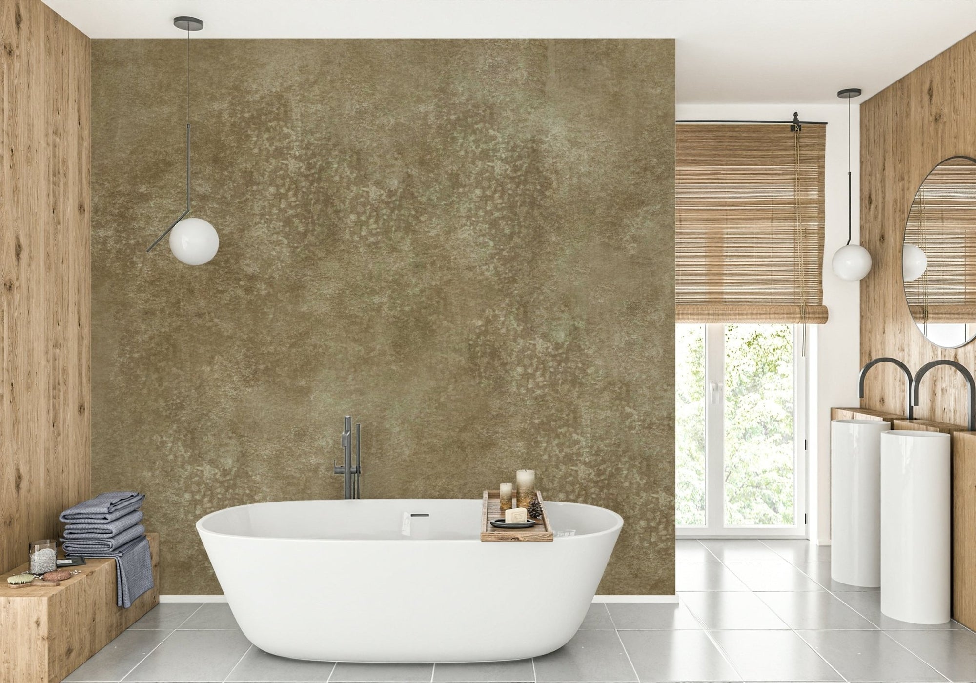 Mottled Mood ochre mural wallpaper, GD2536