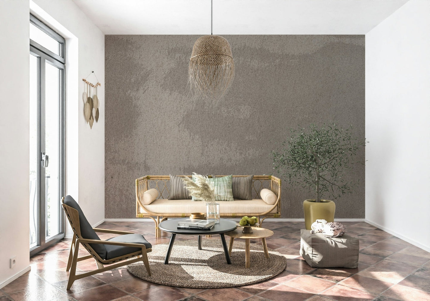 Full wall view of the complete natural stone Wall Mural design.