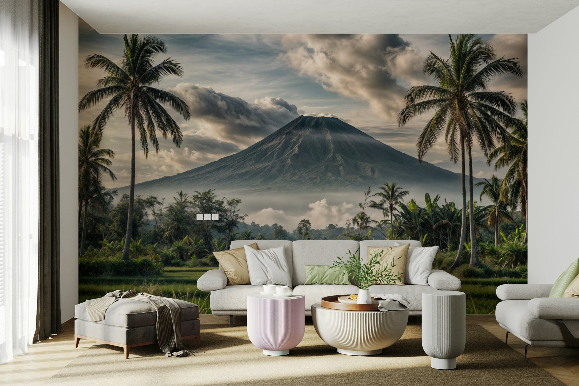 The colors are soft, muted tones of blue, green, and white.


