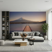 Mount Fuji Serenity lake dock wallpaper for walls scenery.