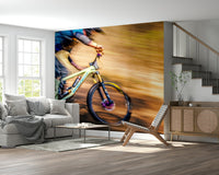An artistic vibrant movement mural on minimalist wallpaper., GD5846