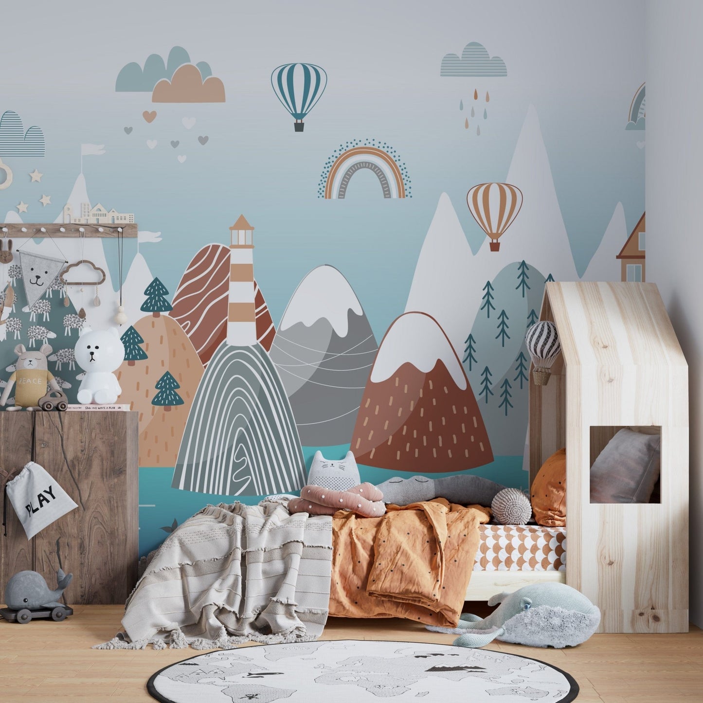 Abstract kids mural of mountains A893