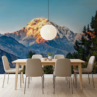Vibrant mountain peak wallpaper for hallway or entrance feature wall.