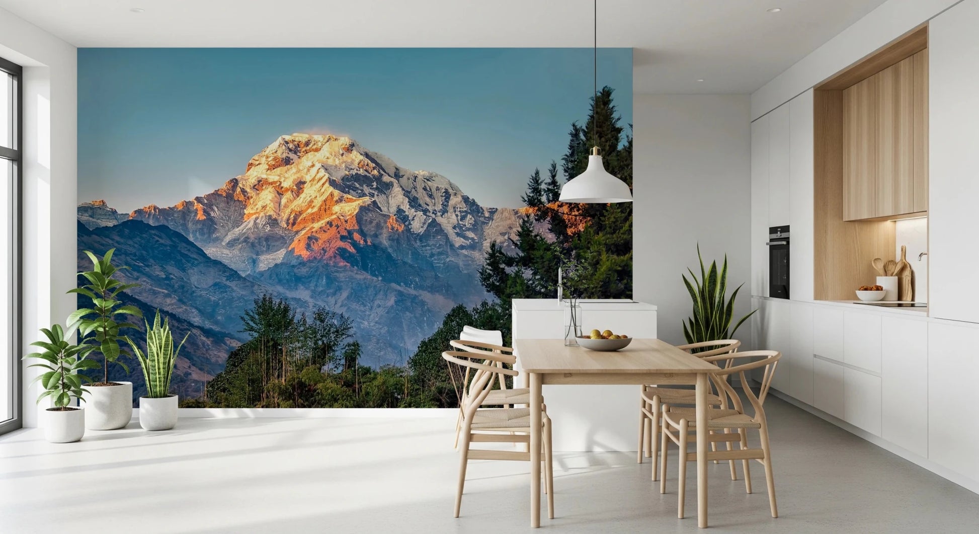 Realistic landscape wallpaper of high altitude mountains for study.