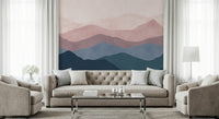 Watercolor Mountain Dreams wallpaper hazy mountain silhouettes bedroom decor.