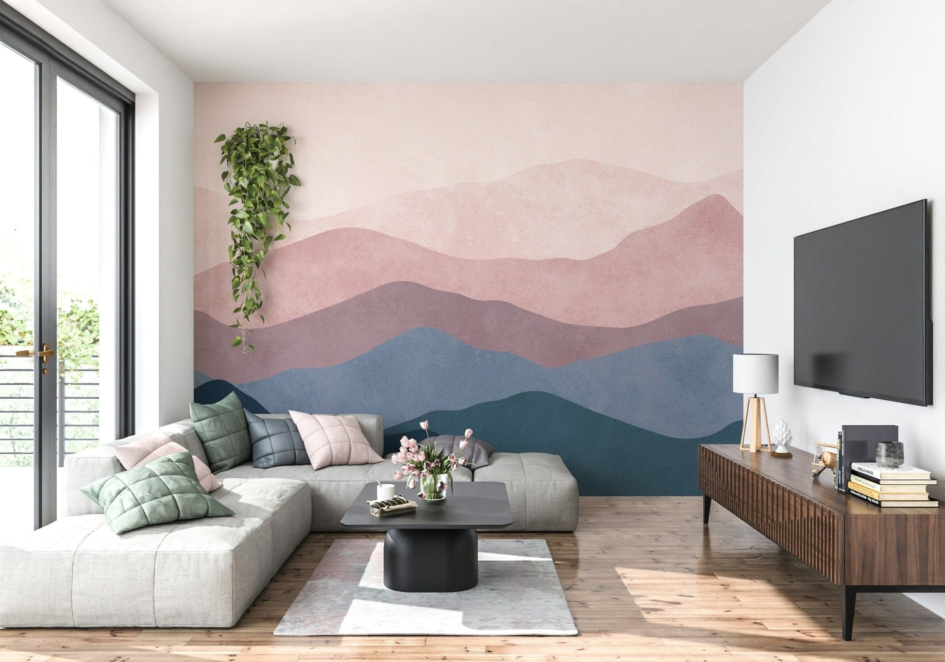 Layered peak Mountain Dreams removable decal gentle landscape appearance.